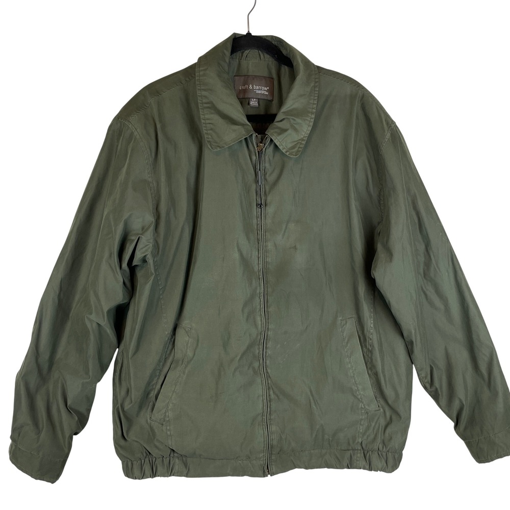 Croft & Barrow Mens Olive Green Fleece Lined Jacket Ultimate Stain Defense LT